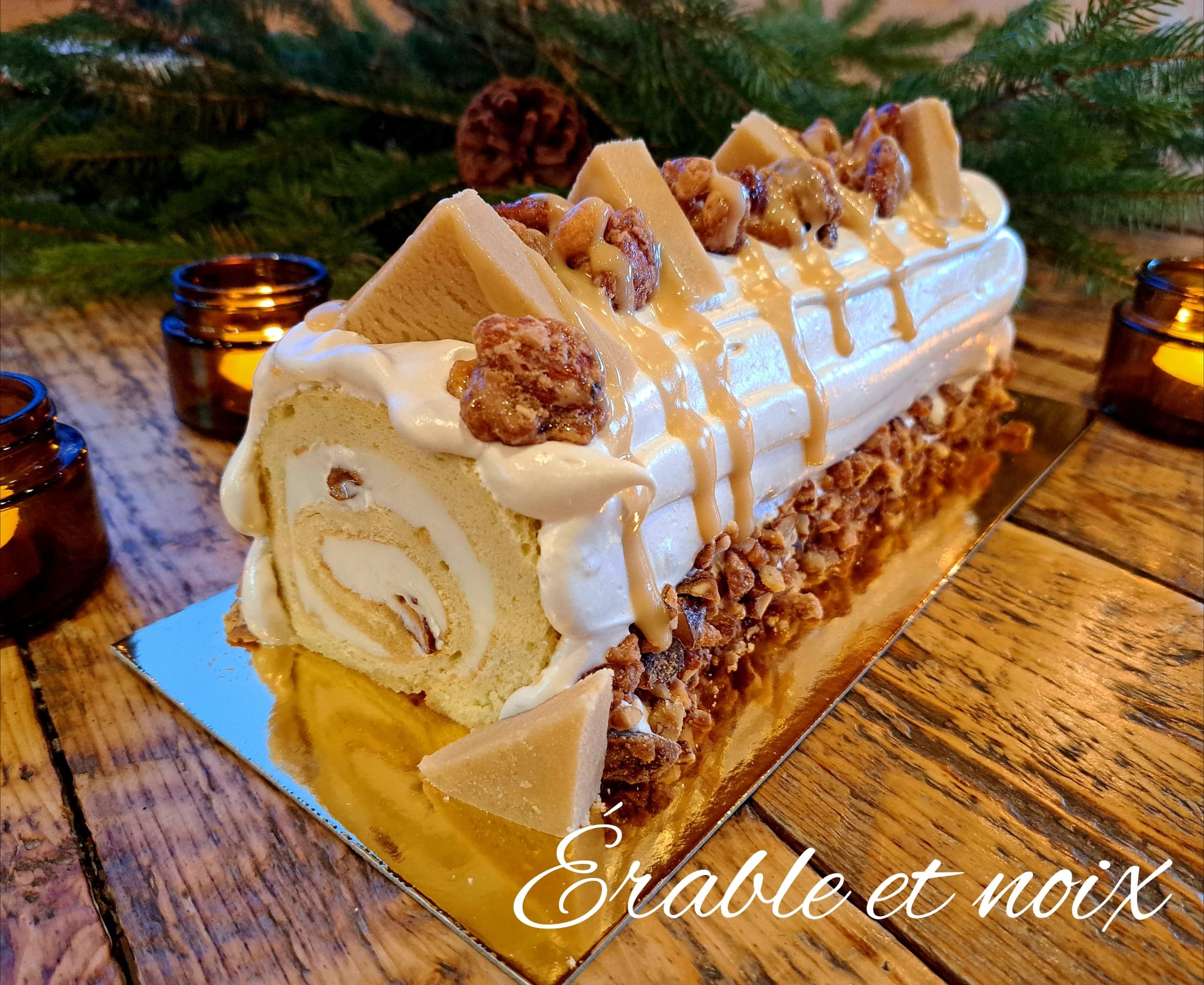 Bûche Érable et noix